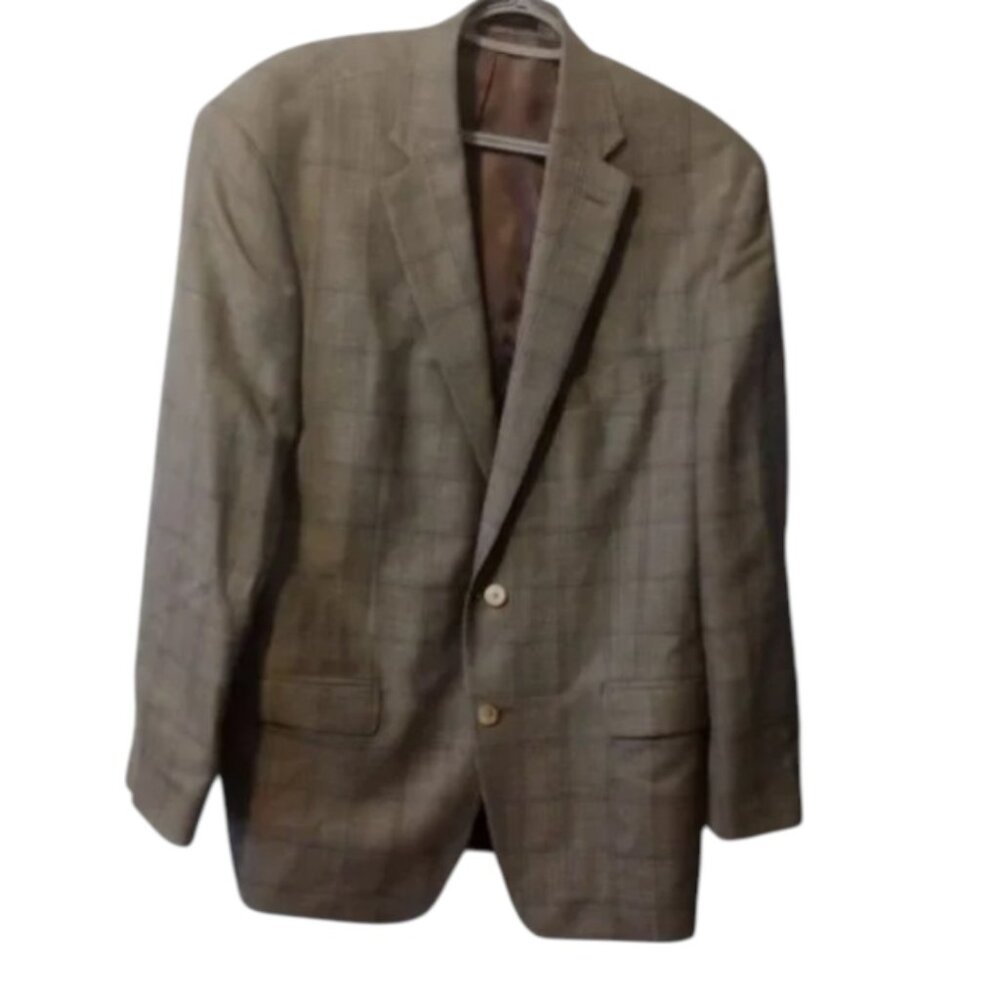 Austin Reed 44R Brown Wool Silk Linen Tweed Blazer Jacket Sport Coat Mexico